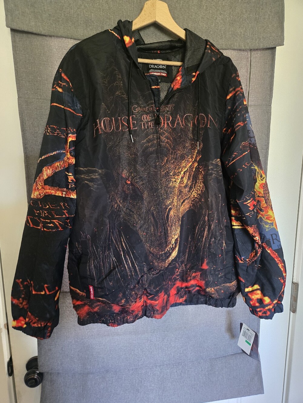 Game Of Thrones House Of The Dragon Members Only Windbreaker Jacket L Polyester